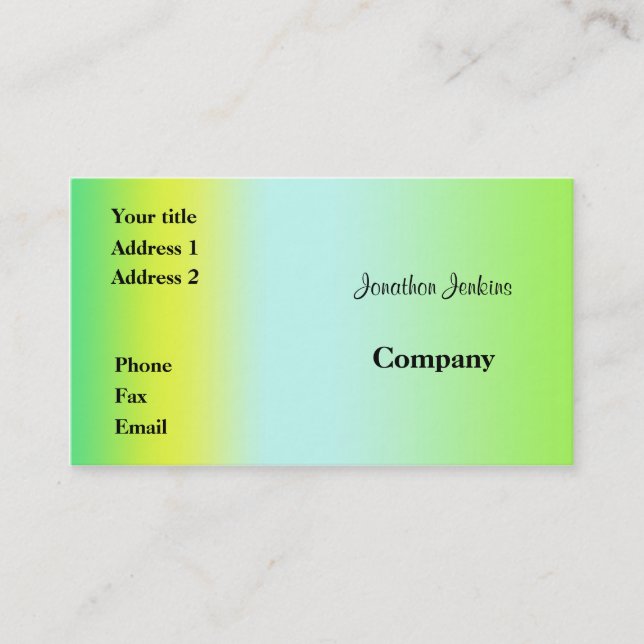 Grün und Gelb Visitenkarte (Vorderseite)