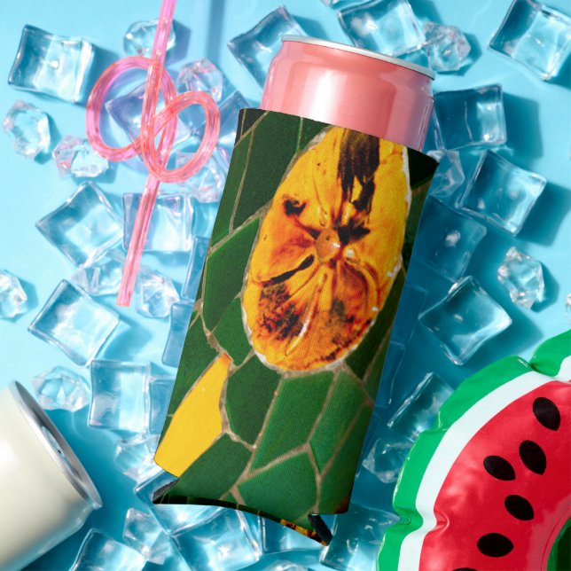 Grün- und Gelbblumenmosaik Selters Dosenkühler (In Situ Sommer)