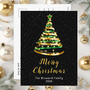 Grün und Gold Band Baum Frohe Weihnachten