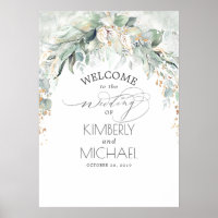 Grün und Gold Blätter Dreamy Wedding Willkommen