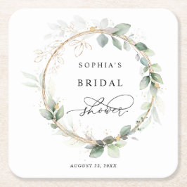 Grün und Gold: Brautparty Rechteckiger Pappuntersetzer