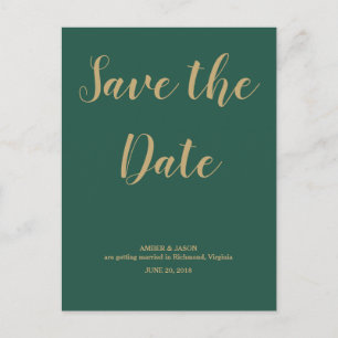 Grün und Gold, die Save the Date Wedding sind Ankündigungspostkarte
