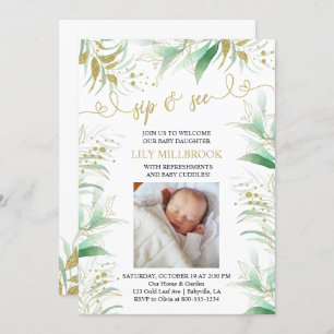 Grün und Gold Elegant Einladung