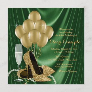 Grün- und Gold-Geburtstagsparty der Frauen Einladung