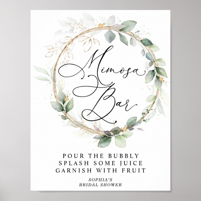Grün und Gold: Mimosa-Bar zur Brautparty Poster (Vorne)