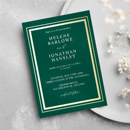 Grün und Gold Moderne Minimalistische Hochzeit Einladung