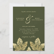 Grün- und Gold-Rustikal-Gold-Foil-Blätter Hochzeit