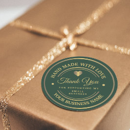 Grün und Gold | Vielen Dank für den klassischen Ru Runder Aufkleber