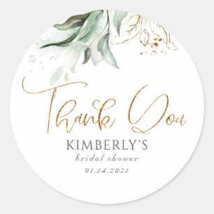 Grün und Gold Vielen Dank Runder Aufkleber