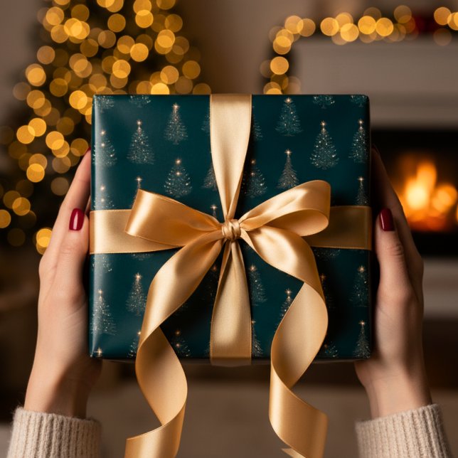 Grün und Gold Weihnachtsbaum Geschenkpapier Set (Von Creator hochgeladen)