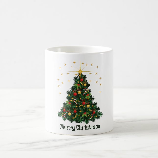Grün und Gold Weihnachtsbaum-Tasse Kaffeetasse (Mittel)