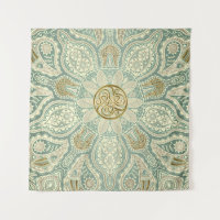 Grün und GoldCeltic Triskele Mandala-Tapisserie