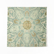 Grün und GoldCeltic Triskele Mandala-Tapisserie