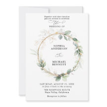 Grün und Goldene Hochzeitseinladung