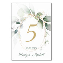 Grün- und Goldfolien, Hochzeitsfeiern, Tischnummer