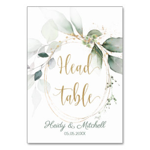 Grün- und Goldfolien, Kopftisch, Tischnummer