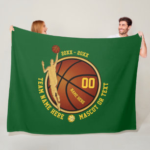 Grün und Goldjungenbasketball ältere Fleecedecke