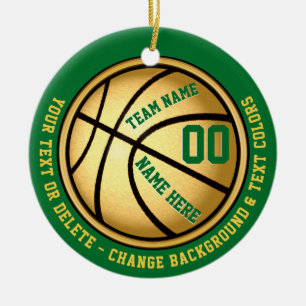 Grün und Goldpersonalisierte Basketball-Verzierung Keramik Ornament