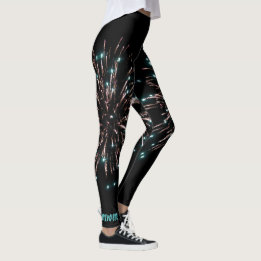 Grün-und GoldUnabhängigkeitstag-Feuerwerke Leggings
