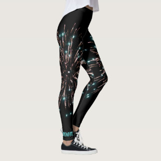 Grün-und GoldUnabhängigkeitstag-Feuerwerke Leggings