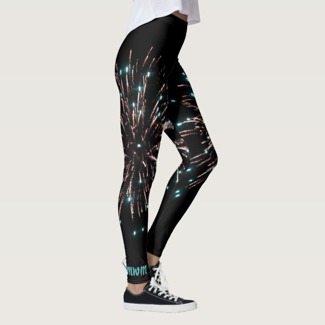 Grün-und GoldUnabhängigkeitstag-Feuerwerke Leggings (Rechts)