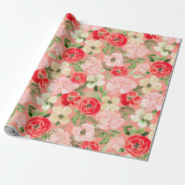 Grün und grün Weihnachten Blume Farbe Rosa Geschenkpapier