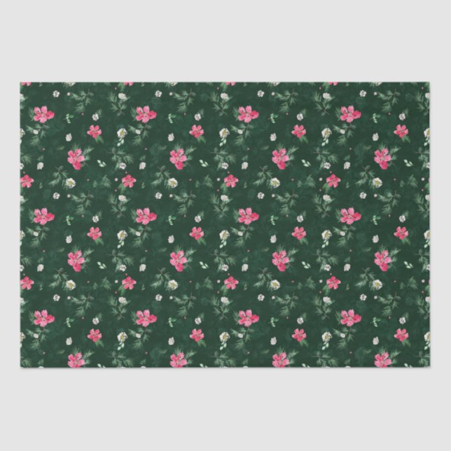 Grün und grün Weihnachten Blume Seidenpapier (Vorderseite)