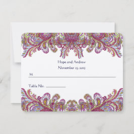 Grün- und Himbeerdamast Hochzeitsstimmung Platzkar Einladung