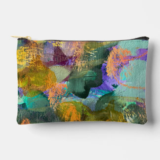 Grün und Lila Abstrakte Blumenmuster Zubehörtasche