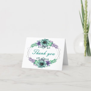 Grün und Lila Aquarellblume Danke Karte