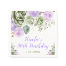 Grün und Lila Blüten Geburtstag