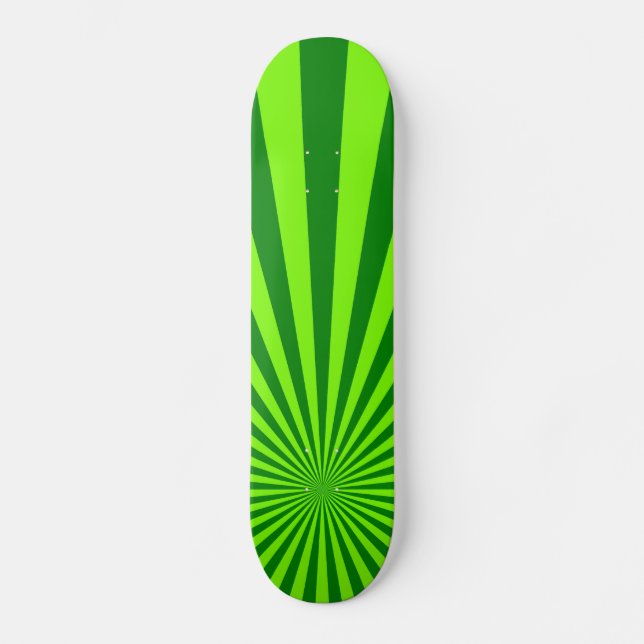 Grün und Limone Funky gestreifte abstrakte Kunst Skateboard (Vorderseite)
