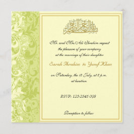 Grün und moslemische Hochzeit des Goldbrokats Einladung
