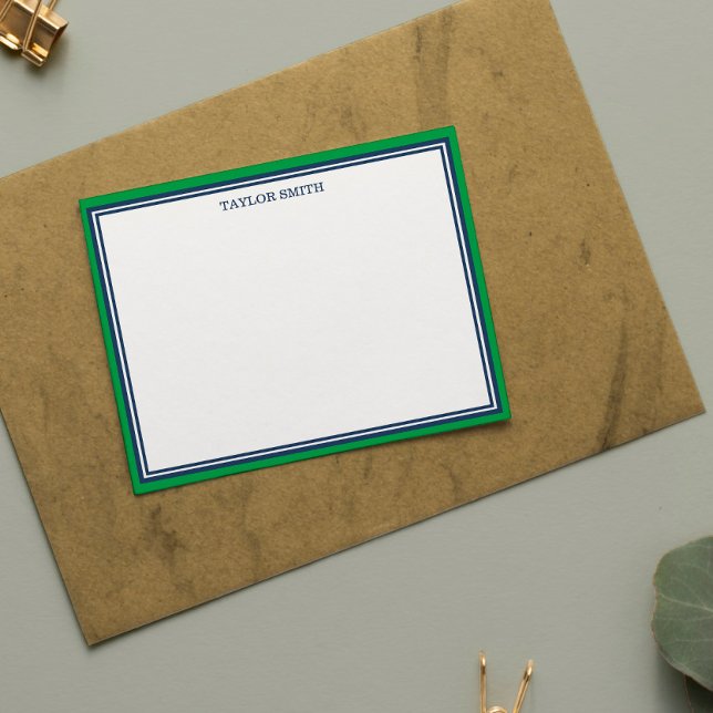 Grün- und Navy-Blue-Bänder tragen Ihren Namen Mitteilungskarte (Von Creator hochgeladen)