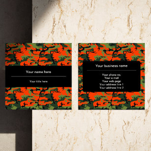 Grün und Orange Camo, Tarnung, Militär, Armee Quadratische Visitenkarte