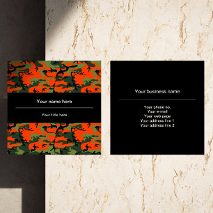 Grün und Orange Camo, Tarnung, Militär, Armee Quadratische Visitenkarte