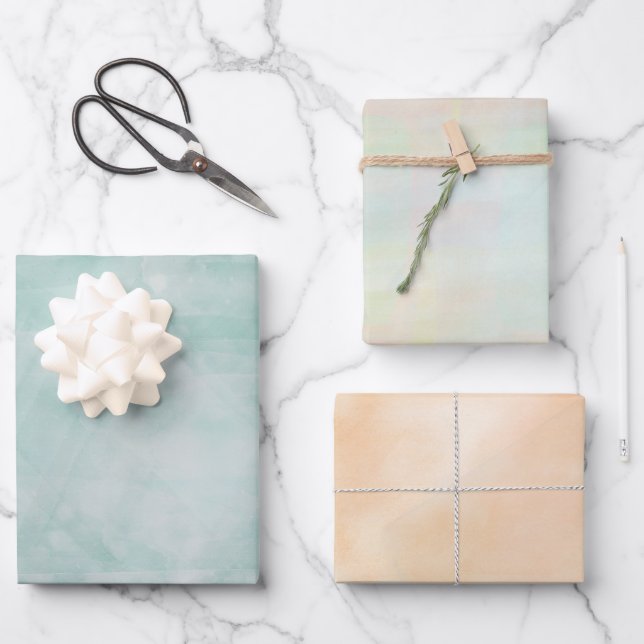 Grün und Orange Wasserfarbe Geschenkpapier Set (Vorderseite)