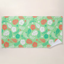 Grün- und Orangefarbenes tropisches Blattmuster