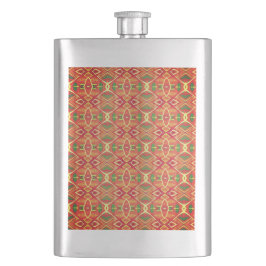 Grün- und Orangenmuster Flachmann