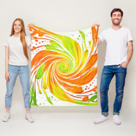 Grün- und Orangenspiraldesign Fleecedecke
