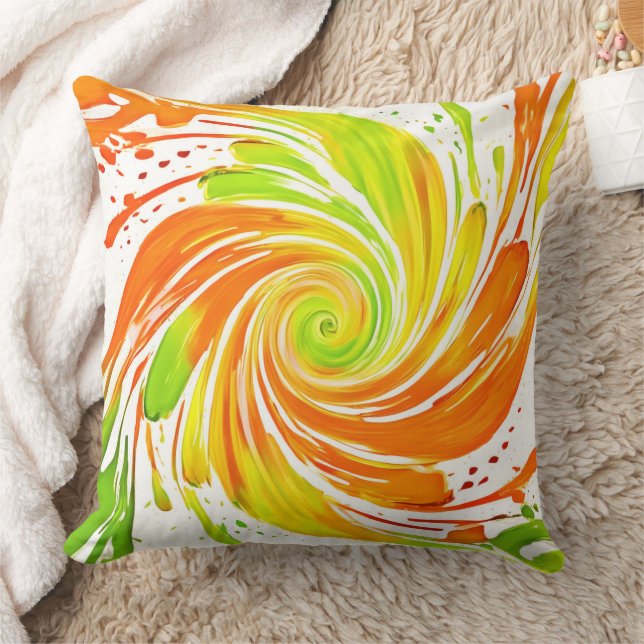 Grün- und Orangenspiraldesign Kissen (Decke)