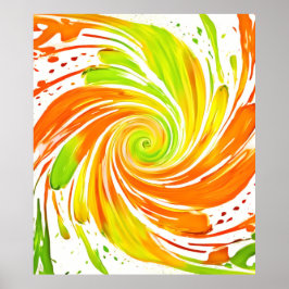 Grün- und Orangenspiraldesign Poster