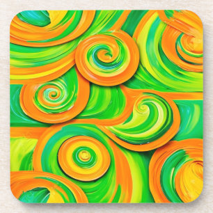 Grün- und Orangenspirale Getränkeuntersetzer
