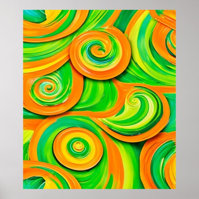 Grün- und Orangenspirale Poster (Vorne)
