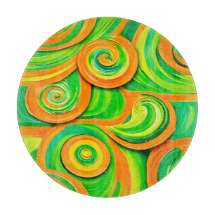 Grün- und Orangenspirale Schneidebrett