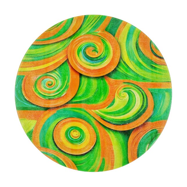 Grün- und Orangenspirale Schneidebrett (Vorderseite)