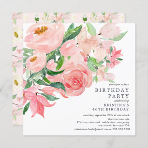 Grün und Rosa Blumengebäck I Einladung