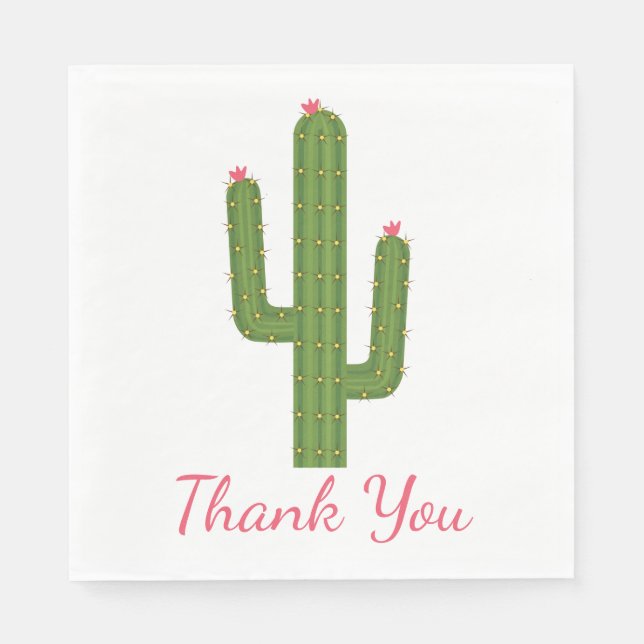 Grün und Rosa Danke, dass Sie Cactus Blume Wedding Serviette (Vorderseite)