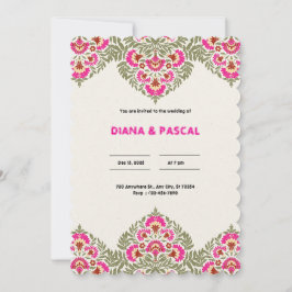 Grün und Rosa Elegant Floral Indian Wedding Invit Einladung