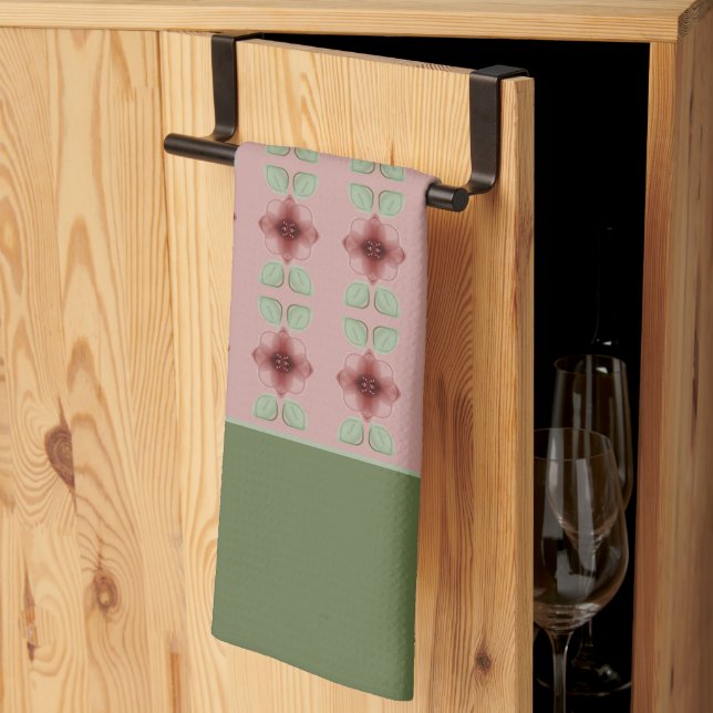 Grün und Rosa Geschirrtuch (Drittel gefaltet)